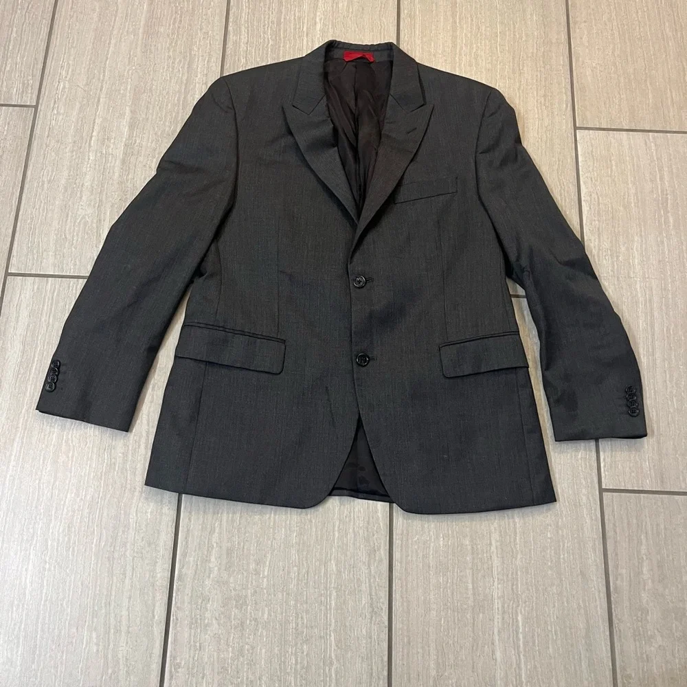 Alfani Men's Charcoal Gray Two-Button Suit Jacket 42S